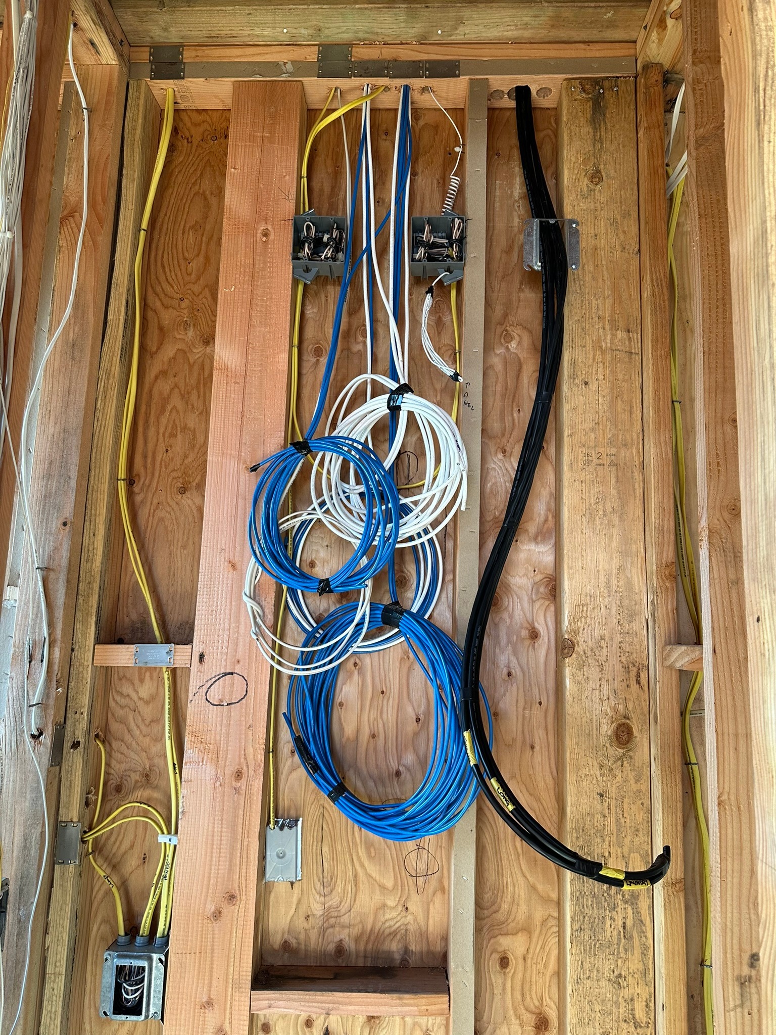 House under construction showing low-voltage pre-wire capability